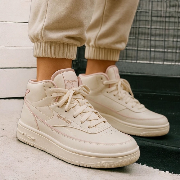 Reebok Shoes - Reebok Cream and Pink Women's Sneakers